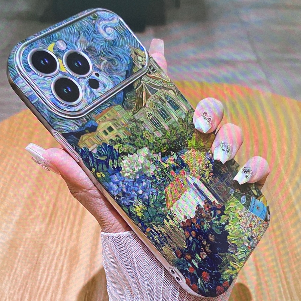 Van Gogh-Inspired Floral Phone Case - Blue & Green